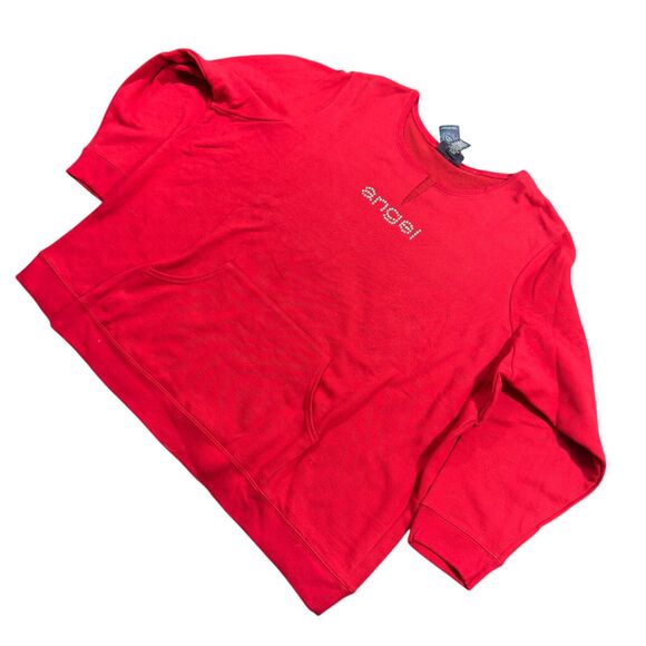 Venezia Jeans Sweatshirt Women's 22/24 Red 3/4 Sleeve Rhinestone Angel Gorpcore - Picture 2 of 6